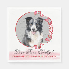 Border Collie Trouwservetten met hondenfoto Servet