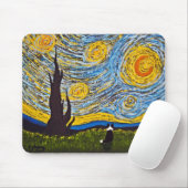 Border Collie under a Van Gogh Sky Muismat (Met muis)