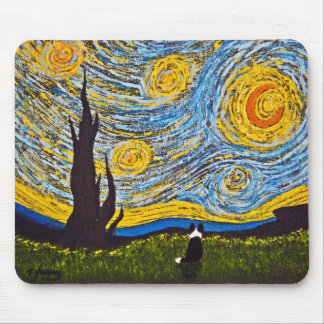 Border Collie under a Van Gogh Sky Muismat