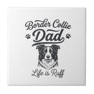 Border Collie Vader Leven Is Ruff Vintage T-shirt  Tegeltje