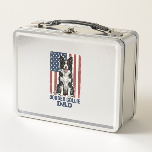 Border Collie Vader Patriottische Vintage Hond Shi (Voorkant)