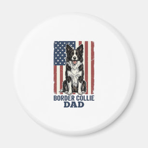 Border Collie Vader Patriottische Vintage Hond Shi Magneet