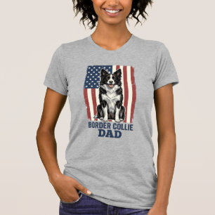 Border Collie Vader Patriottische Vintage Hond Shi T-shirt