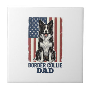 Border Collie Vader Patriottische Vintage Hond Shi Tegeltje
