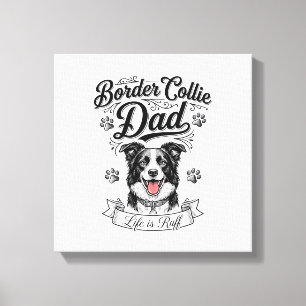Border Collie Vader Vintage Gravure Hond Shirt Ont Canvas Afdruk