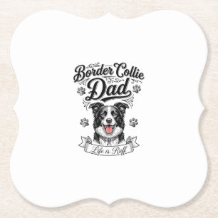 Border Collie Vader Vintage Gravure Hond Shirt Ont Kartonnen Onderzetters