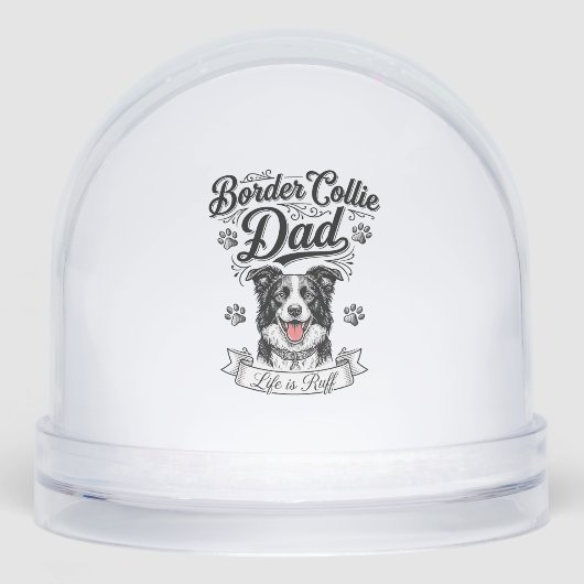 Border Collie Vader Vintage Gravure Hond Shirt Ont Sneeuwbol (Voorkant)