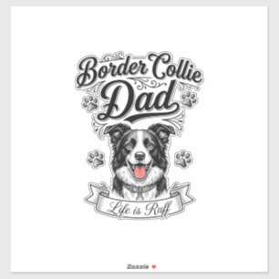 Border Collie Vader Vintage Gravure Hond Shirt Ont Sticker