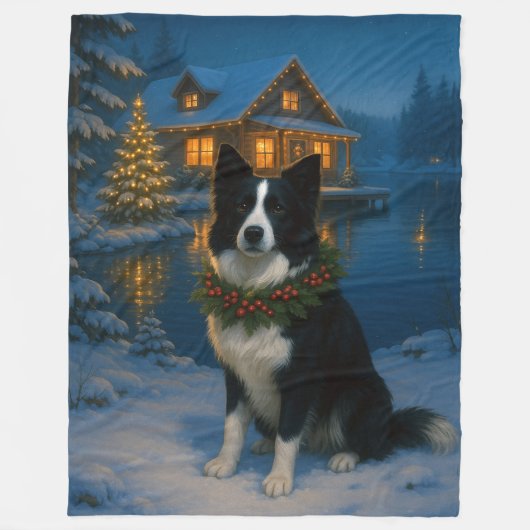 Border Collie Vakantie  Fleece Deken (Voorkant)