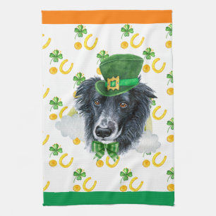 Border Collie Vakantie Huis Decoratie St. Patrick' Theedoek