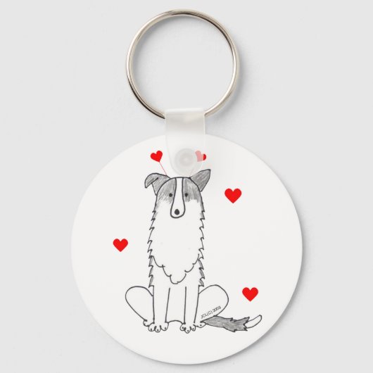 Border Collie Valentijn Ears Sleutelhanger (Voorkant)