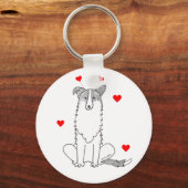 Border Collie Valentijn Ears Sleutelhanger (Voorkant)
