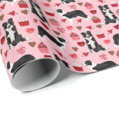 Border Collie Valentijns Love Gift Wrap Cadeaupapier (Rol Hoek)