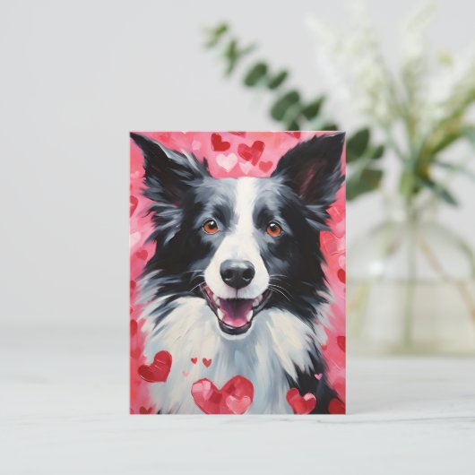 Border Collie Valentijnsdag Briefkaart (Staand voorkant)