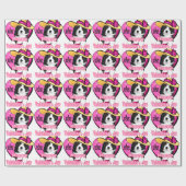Border Collie Valentijnsdag Cadeaupapier (Vlak)