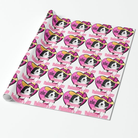 Border Collie Valentijnsdag Cadeaupapier (Uitgerold)