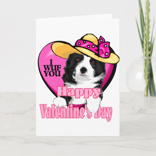 Border Collie Valentijnsdag Feestdagen Kaart (Voorkant)
