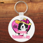 Border Collie Valentijnsdag Gifts Sleutelhanger (Voorkant)