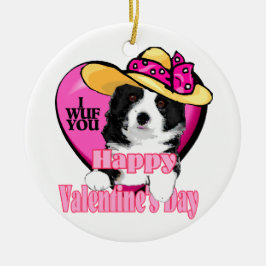 Border Collie Valentijnsdag Keramisch Ornament