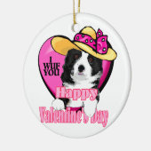 Border Collie Valentijnsdag Keramisch Ornament (Links)