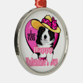 Border Collie Valentijnsdag Metalen Ornament (Rechts)