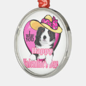 Border Collie Valentijnsdag Metalen Ornament (Links)