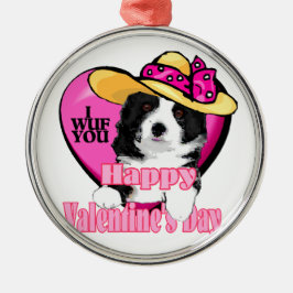 Border Collie Valentijnsdag Metalen Ornament