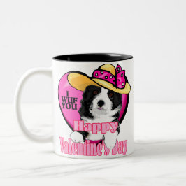 Border Collie Valentijnsdag Tweekleurige Koffiemok