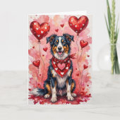 Border Collie Valentine’s Day Dog with Hearts Red Kaart (Voorkant)