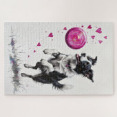 Border Collie Valentine's Day Heart Disc Catch Legpuzzel (Horizontaal)
