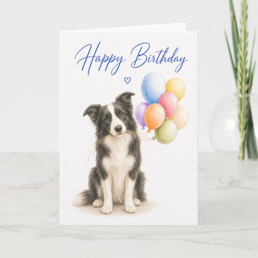 Border Collie Verjaardag Kaart (Voorkant)