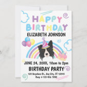 Border Collie Verjaardagsuitnodiging Kaart (Voorkant)