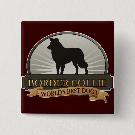 Border Collie Vierkante Button 5,1 Cm (Voorkant)