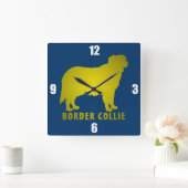 Border Collie Vierkante Klok (Huis)