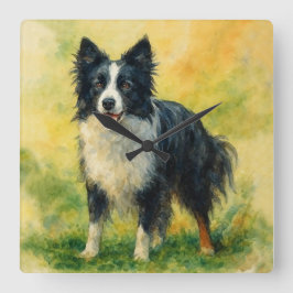 Border Collie Vierkante Klok