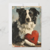 Border Collie Vintage Valentijnsdag  Feestdagenkaart (Voorkant)