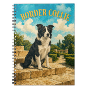 Border Collie, Vintage Watercolor Honden Kunst Notitieboek