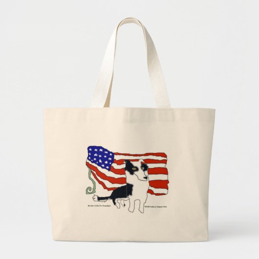 Border Collie voor President Grote Tote Bag (Voorkant)