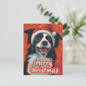 Border Collie Vrolijk kerstfeest Briefkaart (Staand voorkant)