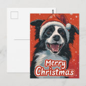 Border Collie Vrolijk kerstfeest Briefkaart (Voorkant / Achterkant)
