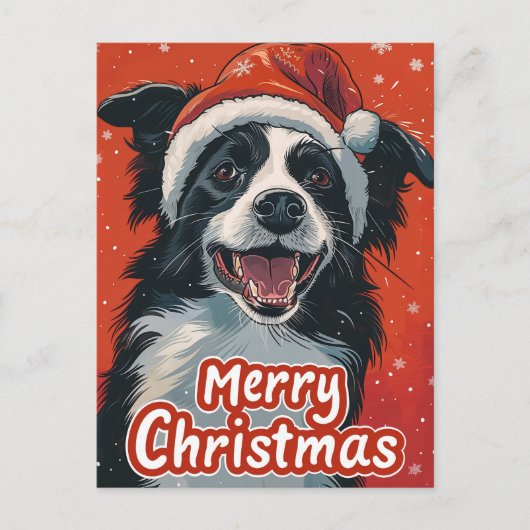 Border Collie Vrolijk kerstfeest Briefkaart (Voorkant)
