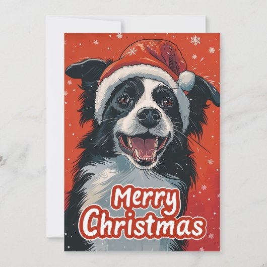 Border Collie Vrolijk kerstfeest Feestdagenkaart (Voorkant)