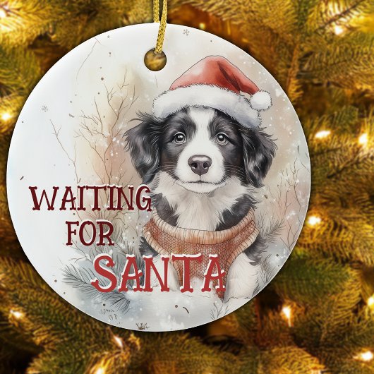 Border Collie wacht op kerstman Keramisch Ornament