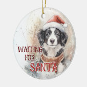 Border Collie wacht op kerstman Keramisch Ornament (Links)