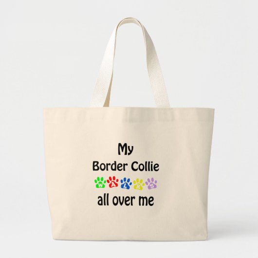 Border Collie wandelingen ontwerp Grote Tote Bag (Voorkant)