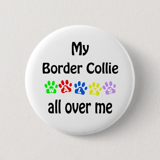 Border Collie wandelingen ontwerp Ronde Button 5,7 Cm (Voorkant)