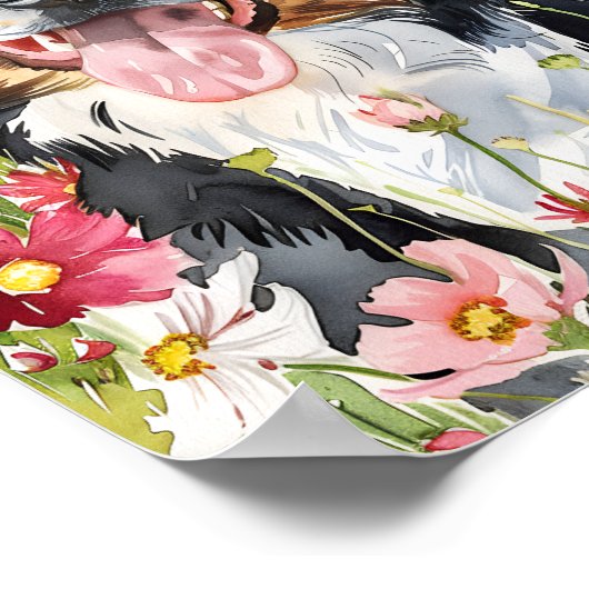 Border Collie Waterverf Art Dog Print Gift (Hoek)