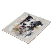 Border Collie Waterverf Dog Art Tegeltje (Zijkant)