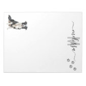 Border Collie Waterverf Monogram Gepersonaliseerd Notitieblok (Voorkant)
