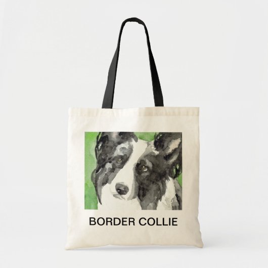 Border Collie Waterverf Tote Bag (Voorkant)